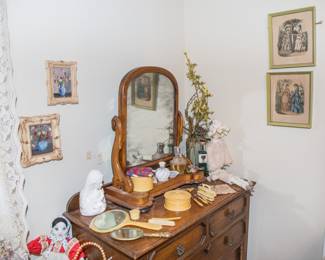 Vignette: $8.00 - $160.00. Antique top mirror: $160.00 Dresser stays with the estate.