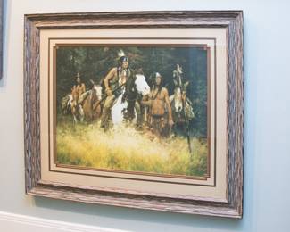 "The Warning" by `Howard Terpning signed print #1151/1850 (36"l x 40"w): $600.00