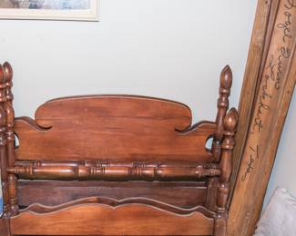 Antique "pineapple" style twin beds with 2 side boards. From Vogel Furniture store! 80.00 ea.