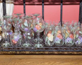 Atelier Romania Pompeii fruit hand painted goblets: $9.00 ea.