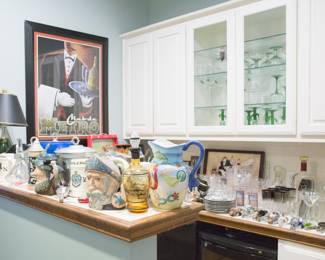 Vtg:. beer steins, ashtrays, ice buckets stemware and more! This bar is SO stocked you'll want to bring your own!