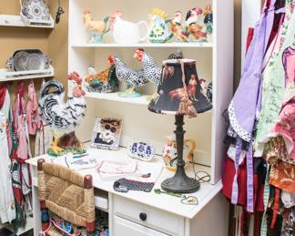 We call this the Rooster Room! There's an Apron Collection, Pitchers and more!