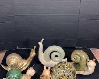 Ceramic And Brass Snail Lot