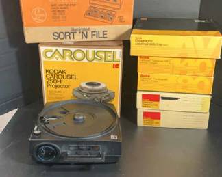 Carousel Slide Projector, Carousels, Slide Tray, Slide Sorter And File