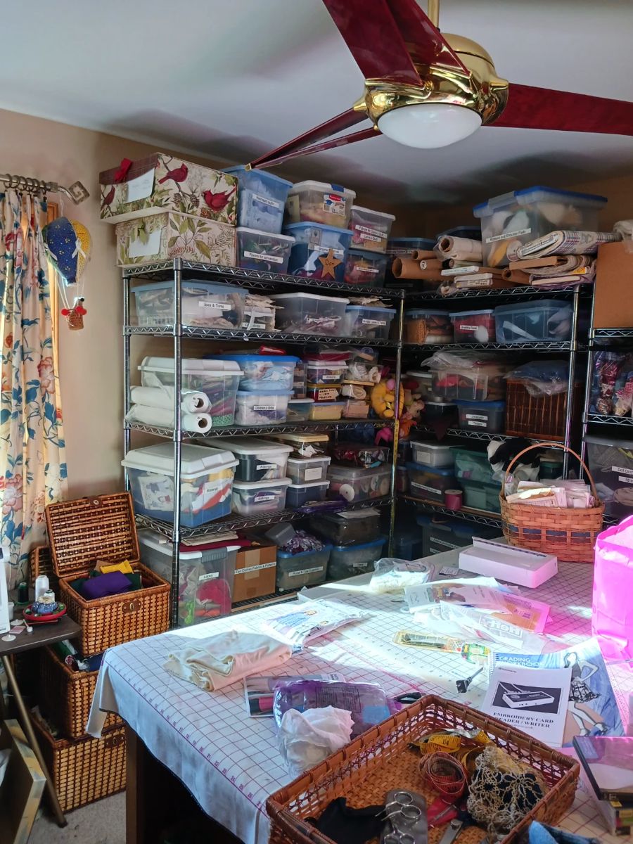 Sewing Fabric and patterns. Many vintage patterns