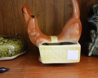 Dachshund wiener dog planter vintage ceramic