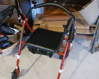 Walker handicap chair with seat and brakes