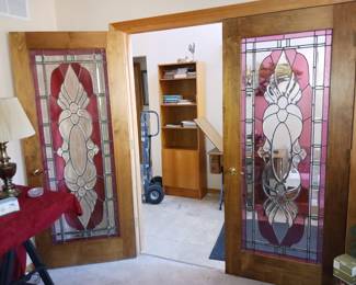 Pair of stained glass French doors 
33 7/8 in x 80" each