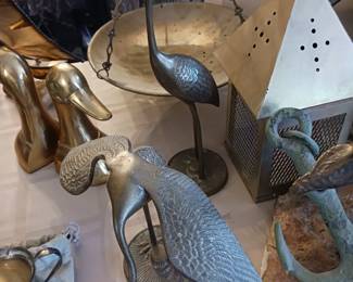 Brass seabird sculptures