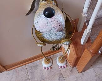 Metal dog sculpture