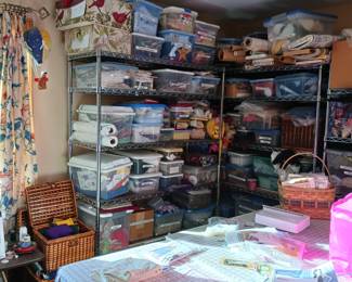 Sewing Fabric and patterns. Many vintage patterns