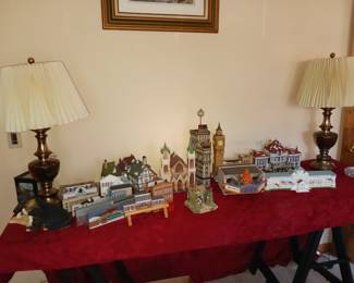 Three dimensional puzzle buildings,. Stifle lamps