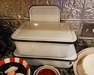 Antique painted enamel Medical pans