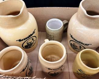 Vintage Beer Stoneware Pitchers and Mugs