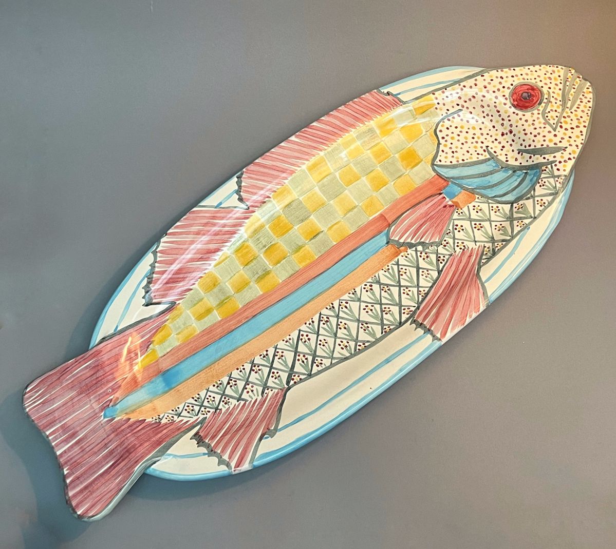 Hand Painted Terracotta Fish Platter by
McKenzie Childs