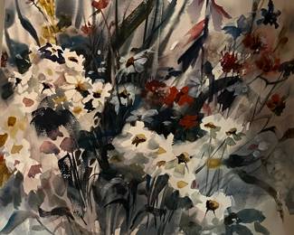 Unframed Watercolor, Signed Jeanne Bellmer (California Artist)