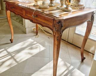 Vintage Leather Top Louis XV Style Writing Desk