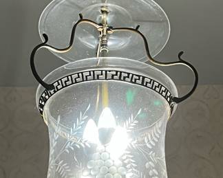 Wheat Etched Glass Bell Jar Lantern 