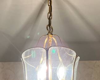 Brass and Glass Tulip Pendant Light 