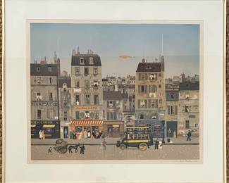 Vintage Michel Delacroix Paris Scene Lithograph, Signed and Numbered 