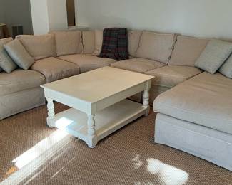 Sectional Sofa (as is) and Shabby Chic Painted Coffee Table 