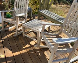 Kingsley Bate Pair of Rocking Teak Chairs and a Cocktail Table, chairs and table sold separately 
