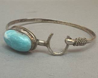Larimar Sterling Hook Bracelet 