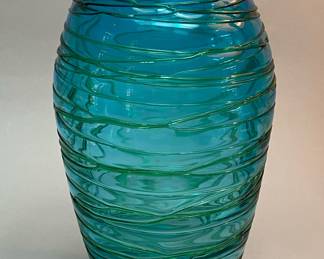 Fulvio Bianconi  Style Threaded Art Glass Vase
