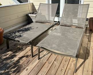 Pair of Frontline Mesh Chaise Loungers 