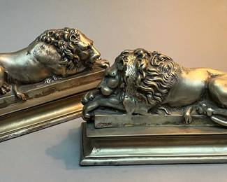 Pair Antonio Canova Lion Bookends