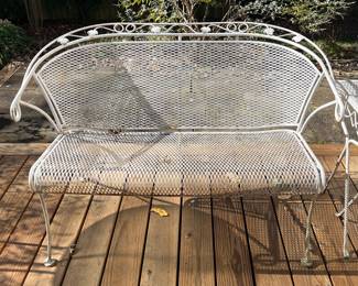 Salterini Mid Century Modern Wrought Iron Garden Bench Settee