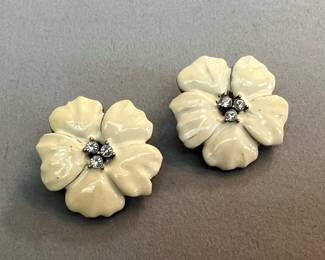 Vintage Erwin Pearl Enameled Earrings 