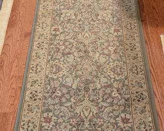 Rug #5 Green Border multi 10' x 3' runner, in the den