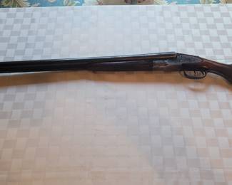 LC Smith 12 gauge double-barrel 1946 Field Grade Serial #735, very clean, has a small crack.  PLEASE NOTE:  We are taking bids on the shotgun.  At the conclusion of the Estate Sale, the Winning Bidder will go to the Toano Gun Shop and take and pay for the Background Check before taking possession of the firearm.