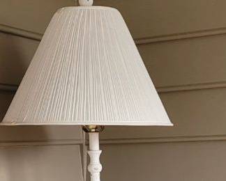 Distressed wooden floor lamp