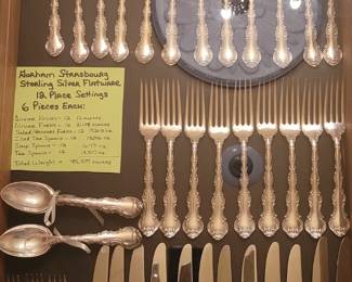 Gorham Strasbourg sterling silver 12 place settings with 6 pieces each, total weight 95.307 ounces, sold as a set