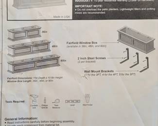 Fairfield window boxes, 4 total, sold separately, self-watering with hardware