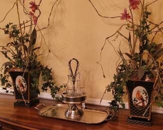 Century sideboard with pair of floral arrangements from Seasons of Williamsburg 