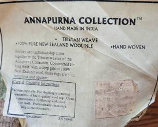 Rug #2 Annapurna Collection 100% pure New Zealand Wool 12' x 8', made in India Tibetan Weave, in the den