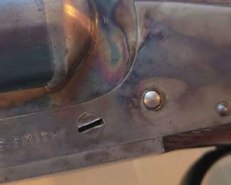 LC Smith 12 gauge double-barrel 1946 Field Grade Serial #735, very clean, has a small crack. PLEASE NOTE:  We are taking bids on the shotgun.  At the conclusion of the Estate Sale, the Winning Bidder will go to the Toano Gun Shop and take and pay for the Background Check before taking possession of the firearm.