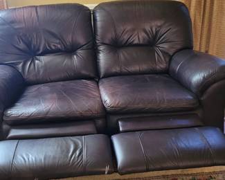 Brown Leather double recliner, 5 feet long