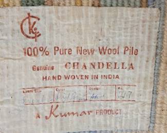 Rug #3 Chandella 100% Pure New Wool Pile 8'10" x 6'2", hand woven in India, a Kumar product, in the foyer
