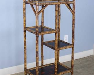 Lot 227 Antique English Bamboo Bookcase or Etagere