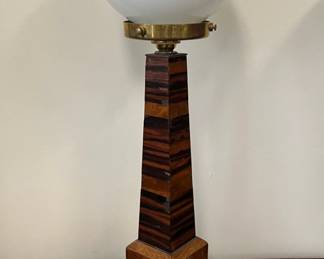 Lot 406 Obelisk Form Lamp with Globe Shade.