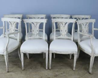 Lot 16 Set of 8 French Empire Dining Chairs