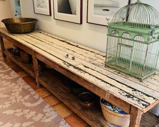 Exceptional 13’ long table from Europe fantastic for displaying your favorites