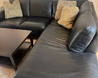 Leather sectional in guest house