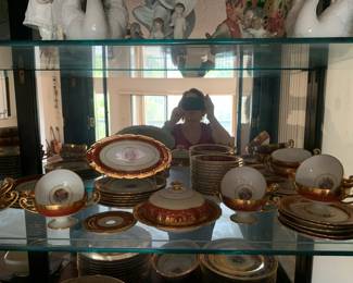 24kt gold Czechoslovakian fine bone china in rare red color.