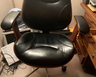 Leather and wood office chair