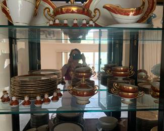 24kt gold Czechoslovakian fine bone china in rare red color.